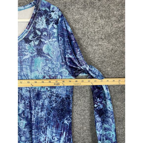 Soft Surroundings Velvet Dress Women's Large Maxi Blue and Purple Long Sleeve - Picture 9 of 15